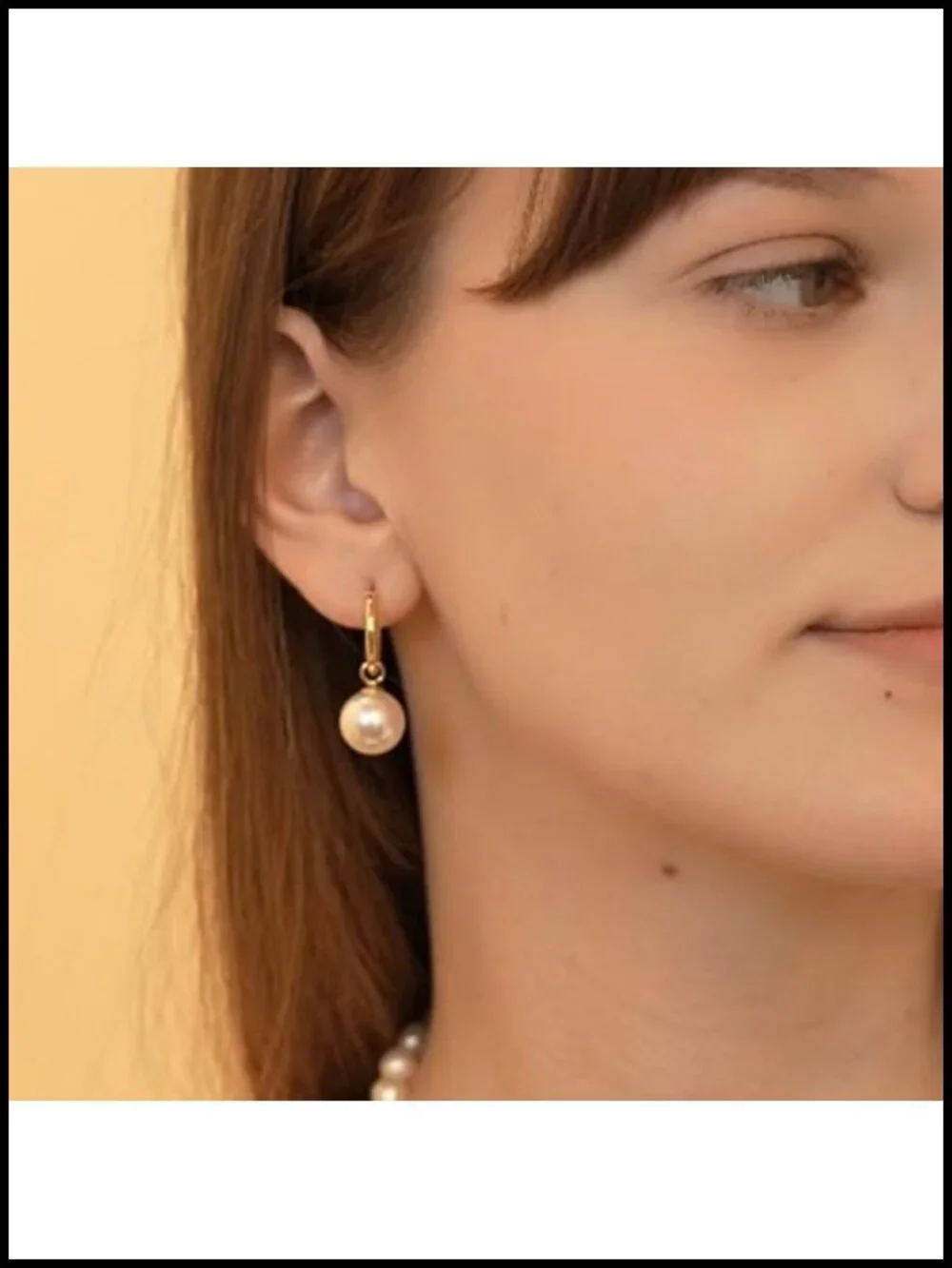 Pearl Hoop Earrings for Women 18K Gold Plated Huggie Drop Earrings